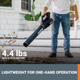 Soplador de Hojas inalámbrico de 20 V, soplador eléctrico con Ventilador de turbina, sopladores para Cuidado del césped con Control de 2 velocidades, batería y Cargador Incluido WORX