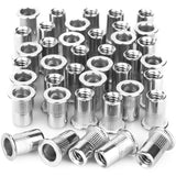40 tuercas de remache de acero inoxidable de 1/4 a 20 UNC, tuerca de inserción roscada de 1/4 a 20 UNC, cabeza plana moleteada