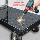 Carrito de Plataforma para Camión de 45*70*80CM, Carro de Plataforma Plegable con 5in Ruedas Giratorias,Capacidad de Carga 300 KG para Uso en Almacenes,Mudanzas,Compras,Hogar y Oficina（Negro）