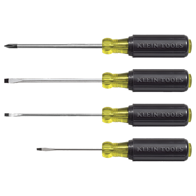▶ KLEIN TOOLS Juego de desarmadores miniatura de punta ranurada y Phillips de 4 piezas