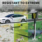 ▶ Cable de extensión RV/EV de 50 amperios de 100 pies para exteriores con mango de agarre, flexible resistente calibre 6/3+8/1 STW 4 puntas RV impermeable, NEMA 14-50P a 14-50R, negro-amarillo,