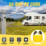 ▶ Cable generador RV/generador de 75 pies de 50 amperios, listado UL, alambre 100% de cobre, NEMA 14-50P a SS2-50R Twist Lock, mango de agarre de 90°, calibre 6/3+8/1 STW