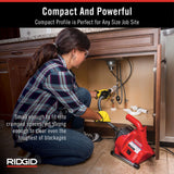 Máquina para Limpieza de Drenajes PowerClear™, 120 V, Potente y Compacta, Tecnología AutoFeed, Kit de Herramientas