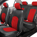 ▶ Juego Completo de Fundas de Asiento de Cuero sintético Perforado, Rojo/Negro