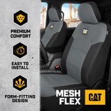 ▶ Fundas de asiento de automóvil MeshFlex para automóviles, camiones y SUV (juego de 2), fundas de asiento de automóvil grises para asientos delanteros, protectores de asientos de camiones con cómodo respaldo de malla, fundas para interiores d Caterpillar