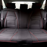 ▶ Ultra Cómodo Cojines de Cuero sintético para Asiento Delantero (Compatible con Bolsa de Aire), Black Red Trim-Bench