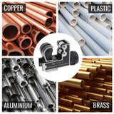 ▶ Cortador de tubos [1/8 pulgadas - 1 1/8 pulgadas] Herramienta de corte de tubos para tubos de cobre, tubos de acero inoxidable, metal, plástico, latón, cortador de tubos de cobre, juego compacto y