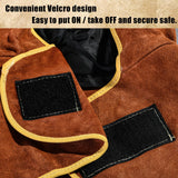 ▶ Capucha de soldadura de piel – Protector de piel de vacuno dividido con cuello drapeado de hombro – Protección completa de la cabeza para hombres y mujeres, café