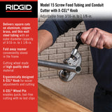 Tubos y cortador de conductos con perilla X-CEL, plata RIDGID 32920 Modelo 15 Alimentación de tornillo de 3/16" a 1-1/8"