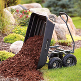 Gorilla Carts GOR4PS Poly Garden Dump Cart with Steel Frame and 10-in. Pneumatic Tires, 600-Pound Capacity, Black