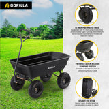 Gorilla Carts GOR4PS Poly Garden Dump Cart with Steel Frame and 10-in. Pneumatic Tires, 600-Pound Capacity, Black