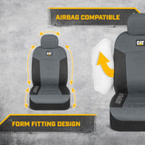 ▶ Fundas de asiento de automóvil MeshFlex para automóviles, camiones y SUV (juego de 2), fundas de asiento de automóvil grises para asientos delanteros, protectores de asientos de camiones con cómodo respaldo de malla, fundas para interiores d Caterpillar