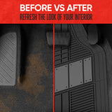 ▶ Tapetes  Alfombrillas de Goma Impermeables para Todo Tipo de Clima, 4 Piezas Deportivas con diseño de Dos Tonos para Coche, Todoterreno y Camiones, Protector de Alfombra de Coche