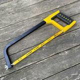 ▶ Marco de sierra de alta tensión con 24 hojas bimetálicas TPI, sierra de mano adecuada para metal, madera, PVC, carpintería