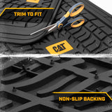 ▶ CATERPILLAR Tapetes  Juego completo de alfombrillas delanteras y traseras para automóviles, para todo tipo de clima, resistente y de ajuste universal, accesorios de goma para camiones y automóviles,