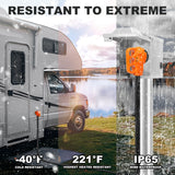 ▶ Cable de extensión para vehículos recreativos de 100 pies y 50 amperios para exteriores con mango de agarre, 125/250V, 12500W, 4 puntas, resistente calibre 6/3+8/1 STW, NEMA 14-50P a 14-50R