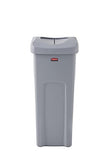Rubbermaid Commercial Untouchable Trash Can with Swing Lid Combo, 23-Gallon, Rectangular, Gray,