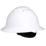 ▶ 3M Casco de seguridad 3M SecureFit H-801SFV-UV, blanco, con ventilación de ala completa con sensor Uvicator, suspensión de trinquete de difusión de presión de 4 puntos, ANSI Z87.1