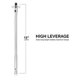 ▶ NEIKO  Llave de torque o dinamométrica Barra de disyuntor premium de 3/8 pulgadas, 12 pulgadas de largo, barra de disyuntor de tuercas, cabeza Cr-Mo flexible de 180 grados con construcción de acero Cr-V