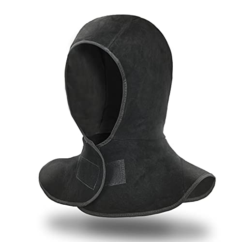 ▶ Capucha de soldadura, tapa protectora ignífuga con cortina de hombro para cuello, accesorios de casco de soldadura, protección de cabeza para hombres y mujeres, color negro