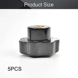 ▶ 5 pomos de tuerca de bloqueo de estrella, M12 x 50 mm, rosca hembra de repuesto para tornillos de mano de estrella de apriete, tornillos de apriete de mango, perilla de estrella de extracción rápida, piezas de repuesto para sierras, taladro, negro