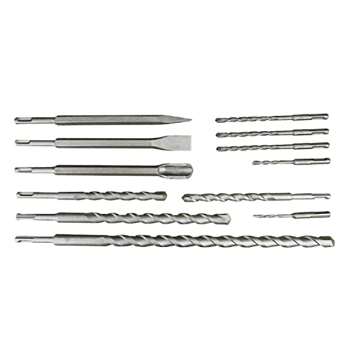 Broca cincel - Brocas de Albañilería - Herramientas y Mejoras del Hogar – Para Concreto – SDS Plus – Hechas de Acero - Estuche de Almacenamiento – 12 Piezas