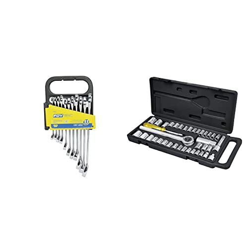 ▶ Surtek 140461 Juego de 11 Llaves Combinadas Pulido Espejo, 12 Puntas Métricas en Rack, Foy + Pretul SET-39, Set de Herramientas para mecánica, 39 Piezas