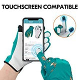 ▶ Guantes de jardinería  para mujer, guantes de trabajo de piel de cabra, protección contra cortes (talla S, verde oscuro, GA7476)