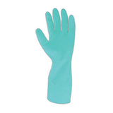 ▶ Guantes resistentes a los productos químicos de nitrilo sin forro, talla grande (12 pares), Verde claro, Large