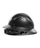 ▶ Sombrero duro de ala completa, aprobado por OSHA, diseño de puntos grises, casco ventilado de seguridad FRP con suspensión de trinquete ajustable de 4 puntos, clase C
