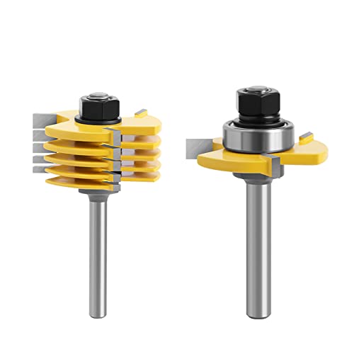 ▶ Brocas de fresadora de ranura, vástago de 1/4 pulgadas, corte de fresado ajustable de 3 alas, carburo de tungsteno de 6 picecs, herramienta de carpintería para puerta de bricolaje