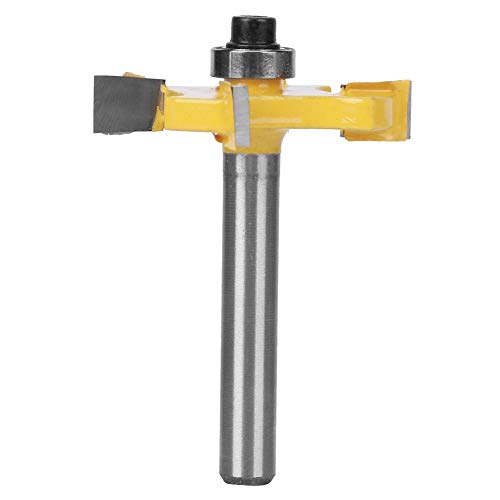 ▶ Broca fresadora de carburo cementado de 4 cuchillas, cortador de limpieza de fondo plano, herramienta de corte para fresado de carpintería(4-Blade T Slot Router Bit 6x1/4)