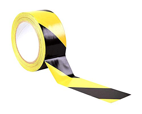 ▶ Cinta de precaución, cinta adhesiva de advertencia de peligro, color amarillo/negro, 5 cm x 32,8 m, ideal para marcar pisos, paredes, pasos, 1 rollo