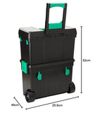 Caja de herramientas con ruedas Denali con mango cómodo plegable y almacenamiento superior extra-­ble