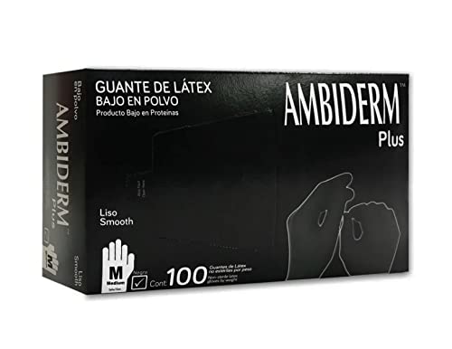 ▶ Guante de Latex Negro Ambiderm Plus Mediano Caja con 100 piezas