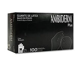 ▶ Guante de Latex Negro Ambiderm Plus Mediano Caja con 100 piezas