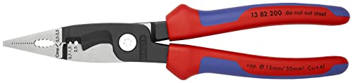 Knipex Alicate para Instalaciones Eléctricas Atramentado con Fundas en Dos Componentes, 200 mm, color negro