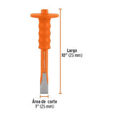 Truper C-1X10G, Cincel de corte frío, acero al cromo vanadio, 1 x 10" con grip