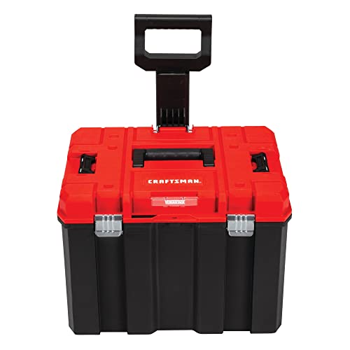 ▶ CRAFTSMAN Caja de herramientas rodantes con ruedas, bloqueable, color rojo, 20 pulgadas