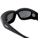 ▶ Gafas de sol de seguridad industriales globales para motocicleta se adapta a las lentes ahumadas con las normas ANSI Z87.1 para gafas de seguridad con relleno de espuma suave y aireada viene con bolsa de almacenamiento y correa