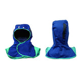 ▶ Gorro de soldadura transpirable, lavable, ligero, a prueba de polvo, resistente, para soldador, protección para el cuello, casco FR, azul L