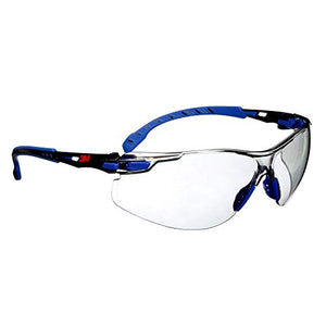 3M Solus 27597 Protective Eyewear 1000 Series S1107SGAF Scotchgard Anti-Fog Lens, 5" Height, 2" Wide, 10" Length, Polycarbonate/Plastic, One Size Fits Most, Blue/Black/Clear