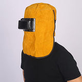 ▶ Capucha Soldador Protector de La Soldador de Cuero para Soldador de Cuero Tapa de Molienda con Cuello Drapeado de Hombro Filtro de Oscurecimiento de Drapeado Naranja
