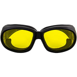 ▶ Global Vision Outfitter - 2 pares de gafas de seguridad con marco negro transparente + lentes amarillas acolchadas, ajuste sobre gafas de seguridad