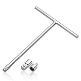 ▶ NEIKO Llave de mango en T de 3/8 pulgadas | 11 pulgadas de longitud | Incluye adaptadores de 1/4 pulgadas y 1/2 pulgadas | Acero Cr-V