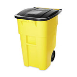 ▶ Rubbermaid Commercial Products BRUTE Rollout Waste/Utility Container, 50-gallon, Yellow