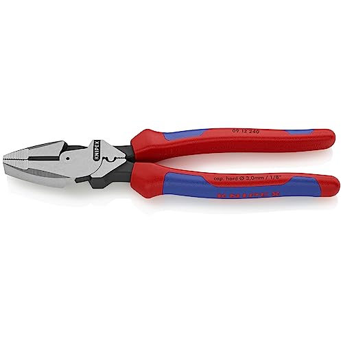 ▶ KNIPEX  Alicates de lineman de apalancamiento ultra alto de 9.5 pulgadas con extractor de cinta de pescado y crimpadora