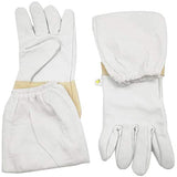 ▶ Guantes de jardinería de piel de cabra para apicultura con mangas ventiladas y puños elásticos a prueba de picaduras para jardinería, trabajo, cactus y poda de rosas