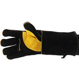 ▶Guantes de soldador, de piel, resistentes al calor, resistentes al fuego, con costuras de Kevlar, resistentes al calor, para soldar, horno, parrilla, barbacoa, chimenea, estufa, soporte para ollas, soldador, 40,6 cm