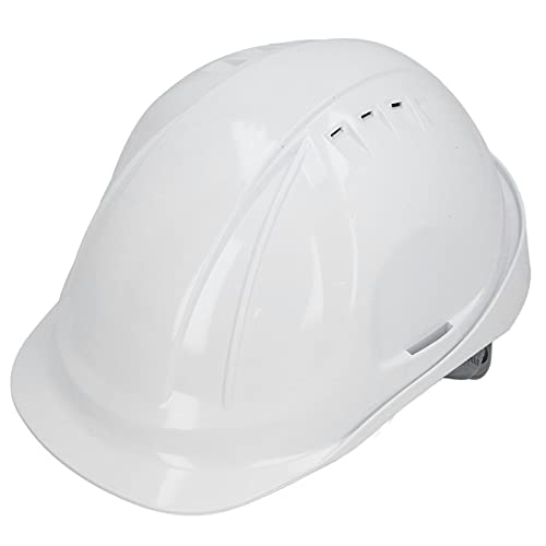 ▶ Casco de Seguridad, Casco de Seguridad Anti-rotura con Ventilación ABS para Exteriores, Tipo M para Ingeniería de Obras, Construcción de Ferrocarriles, Color Blanco